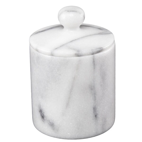Convenience Concepts 3.75 in. SPA Marble Cotton Ball Swab Holder, Natural White HI3501079 - main